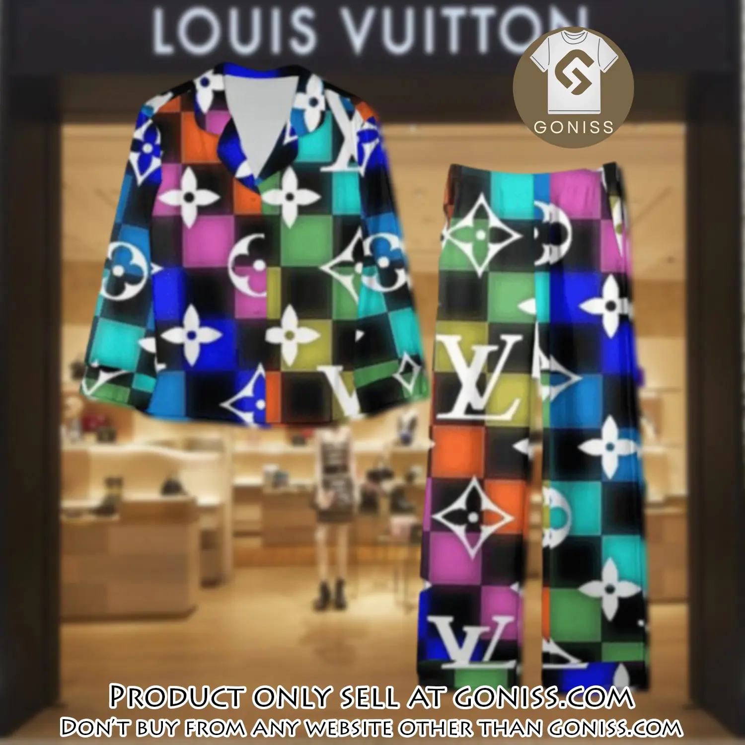 Trending luxury lv satin pajama set pjs1077 gn1206798